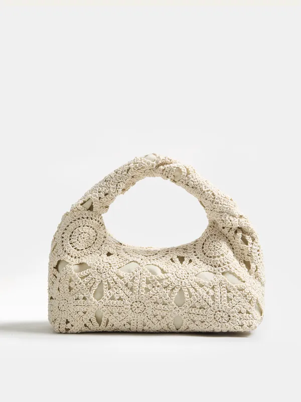 Crochet Hollow Handheld Hobo Bag made by COMMENSE