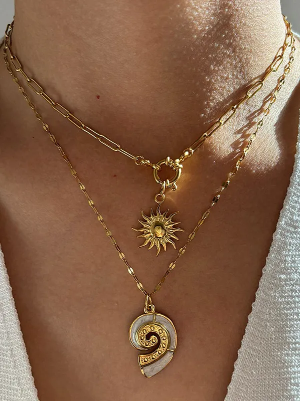 2 Pcs Sun Spiral Pendant Necklace made by COMMENSE