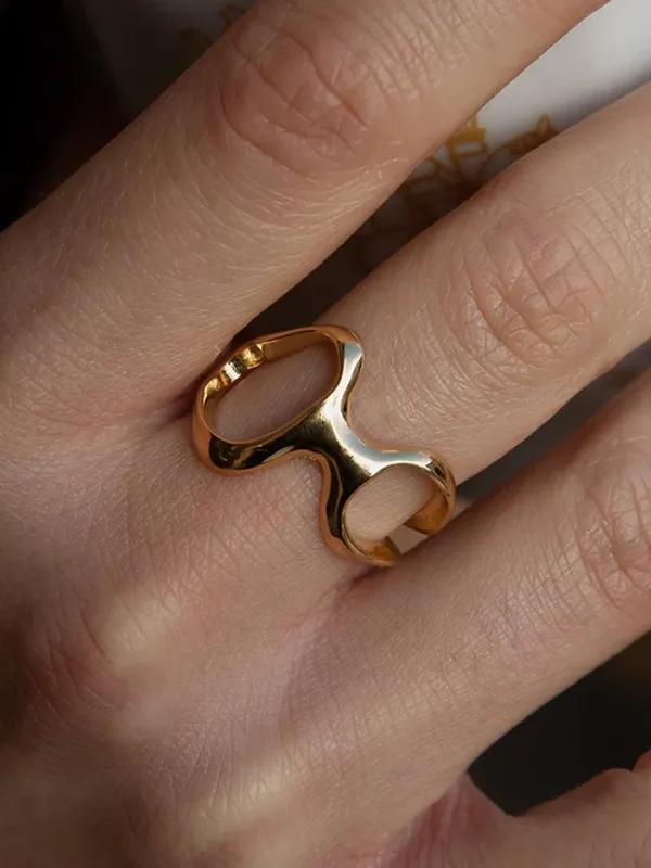 Minimalist Irregular Hollow Open Gold Ring made by COMMENSE