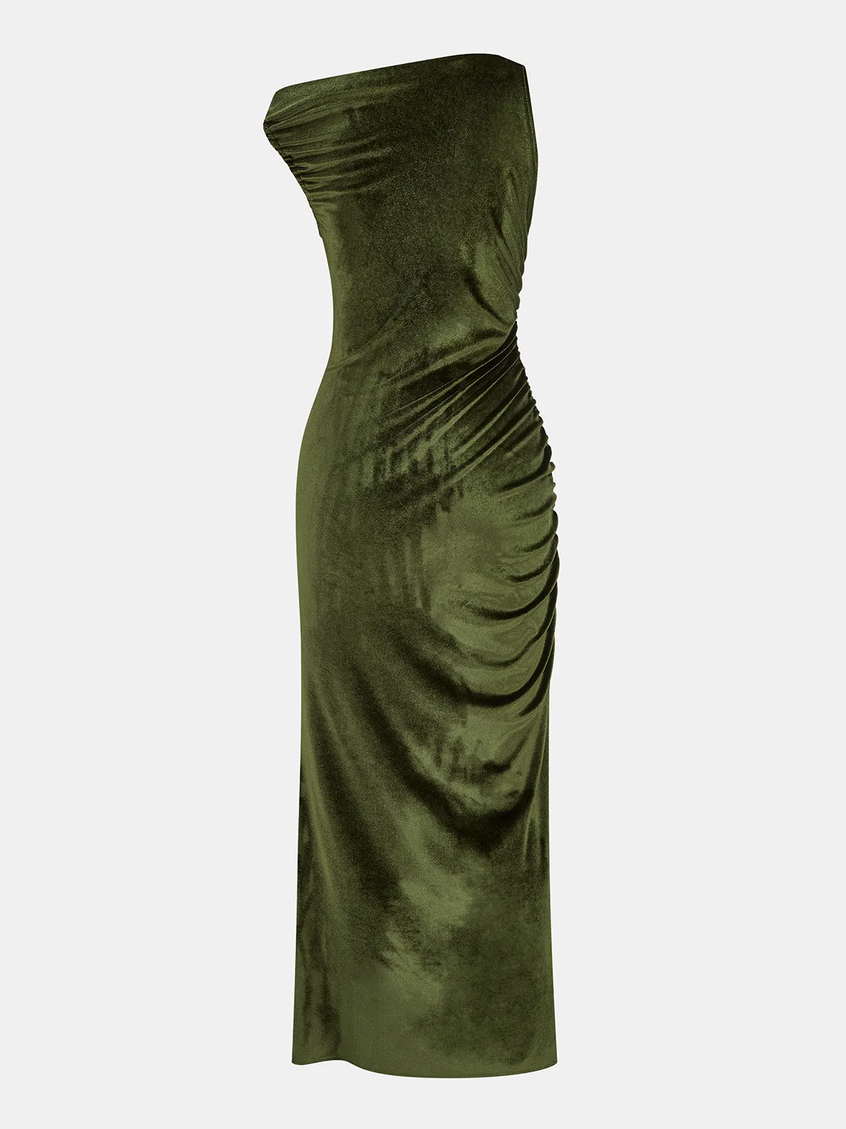 Velvet Sleeveless Ruched Slit Maxi Dress sold by COMMENSE product image thumbnail 2