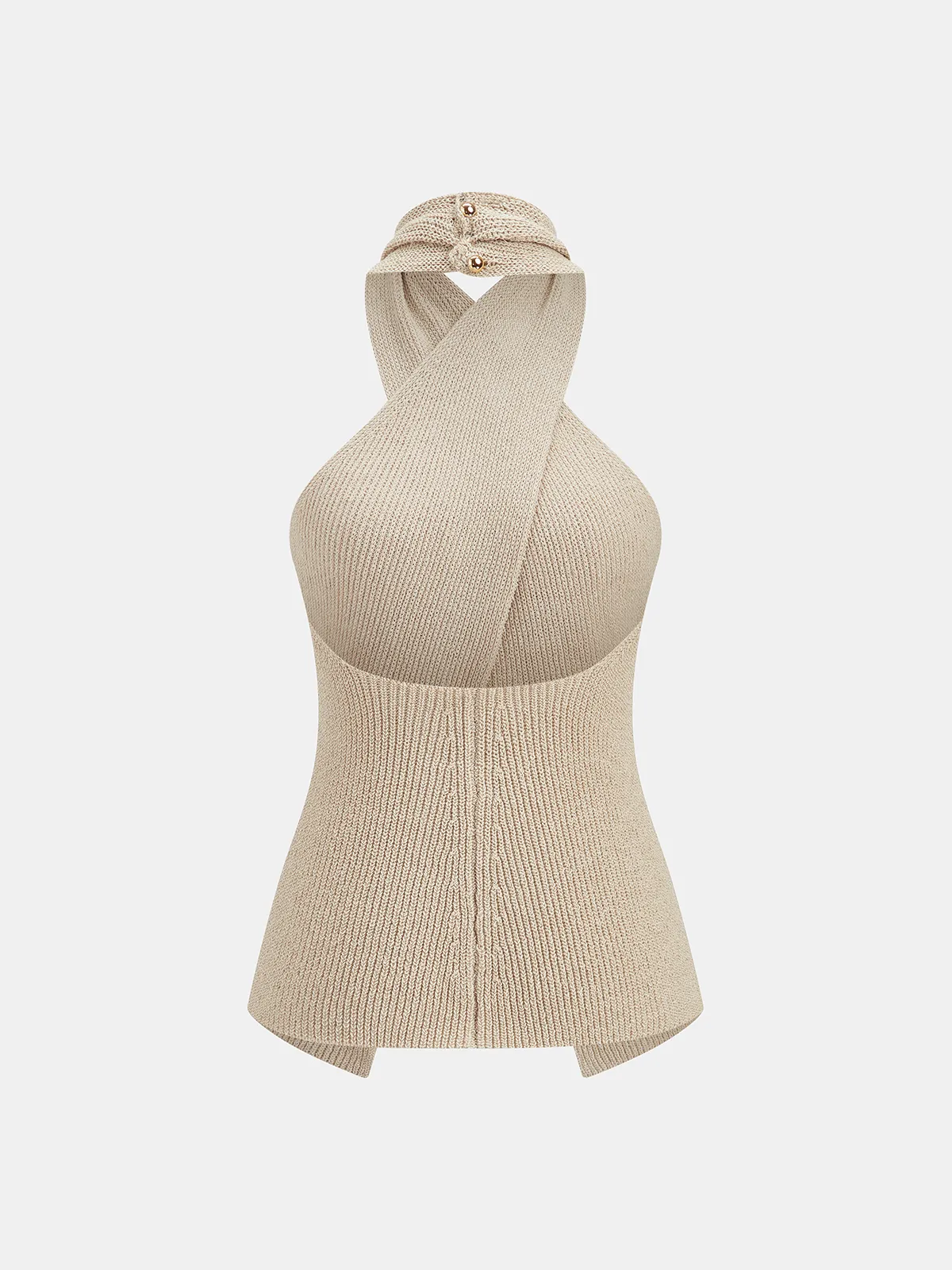 Crisscross Halter Knit Sleeveless Top sold by COMMENSE product image thumbnail 3
