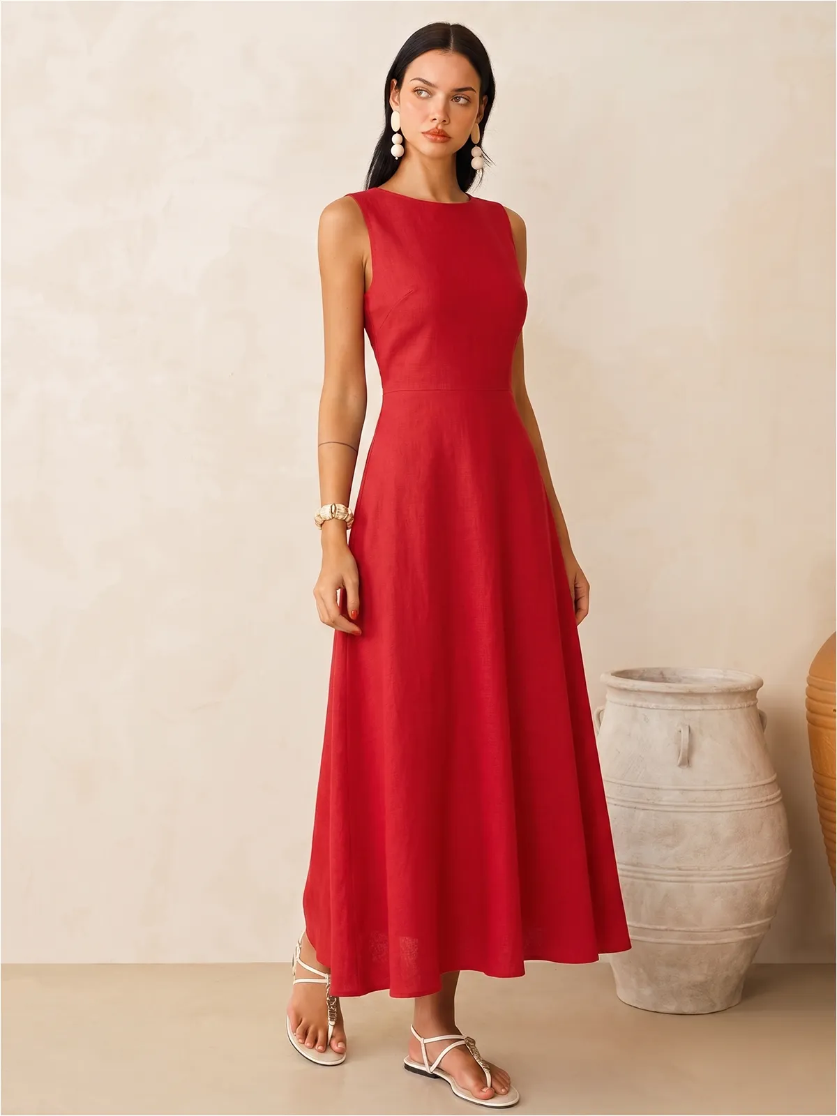 Sleeveless Linen Blend Maxi Dress sold by COMMENSE