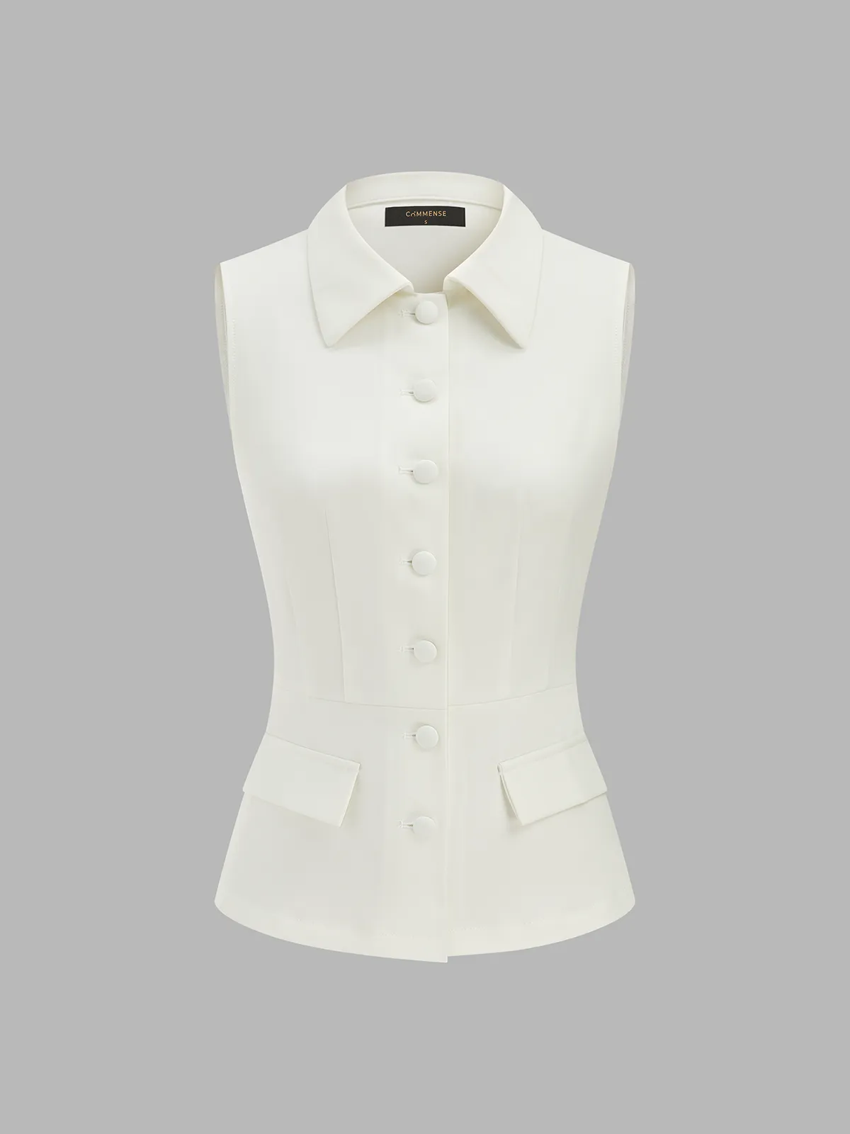 Collared Cotton Linen Vest & Pants Set sold by COMMENSE product image thumbnail 3