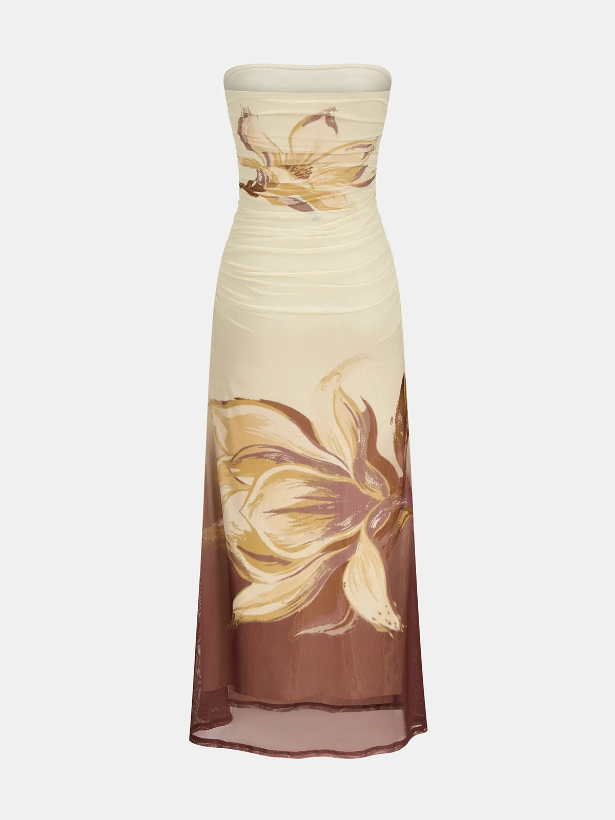 Strapless Floral Ruched Maxi Dress sold by COMMENSE product image thumbnail 3