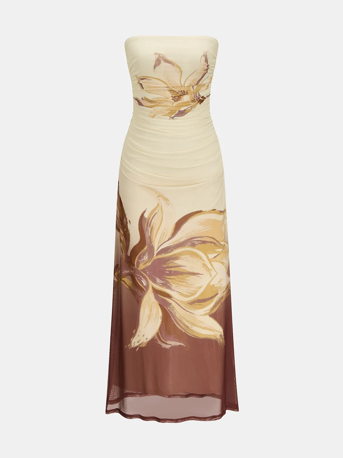 Strapless Floral Ruched Maxi Dress sold by COMMENSE product image thumbnail 2