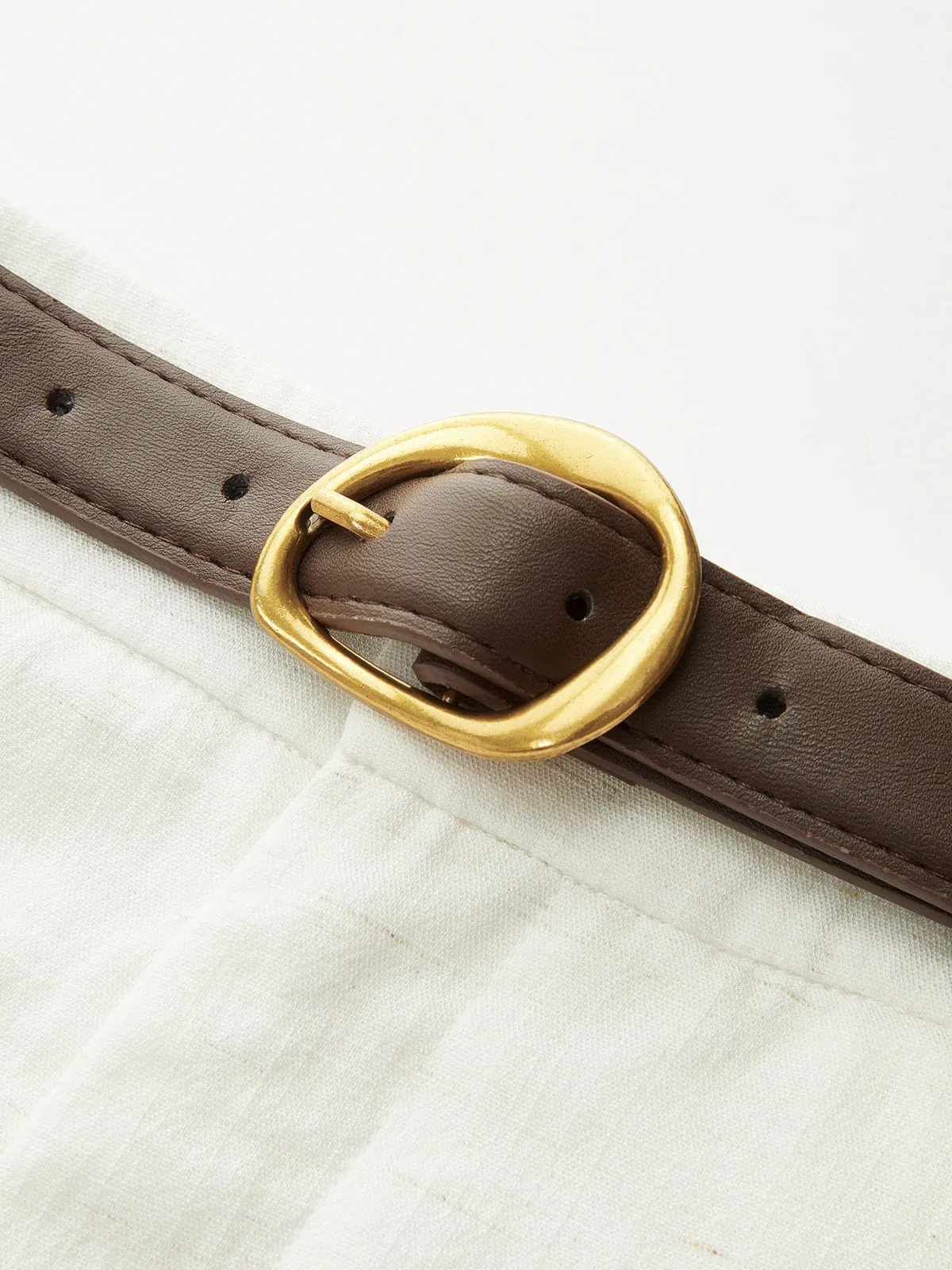 High Waist Belted Linen Blend Shorts sold by COMMENSE product image thumbnail 4