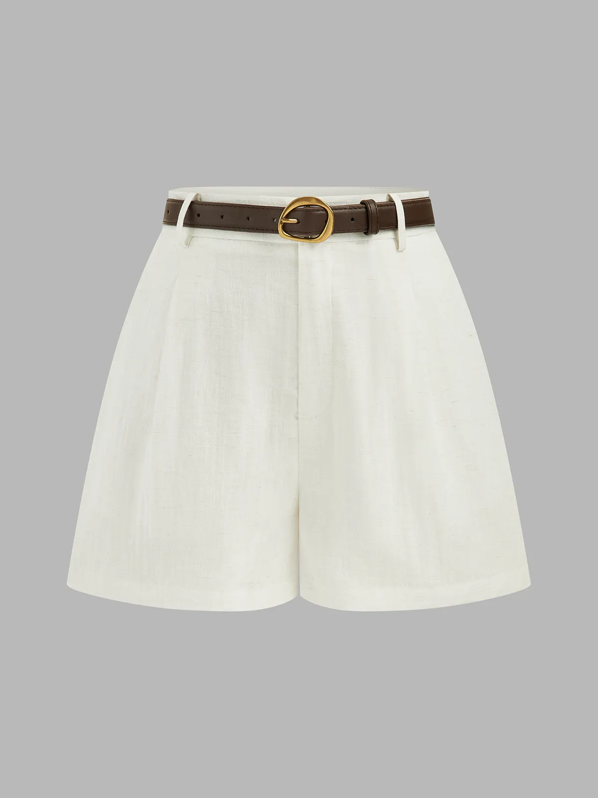 High Waist Belted Linen Blend Shorts sold by COMMENSE