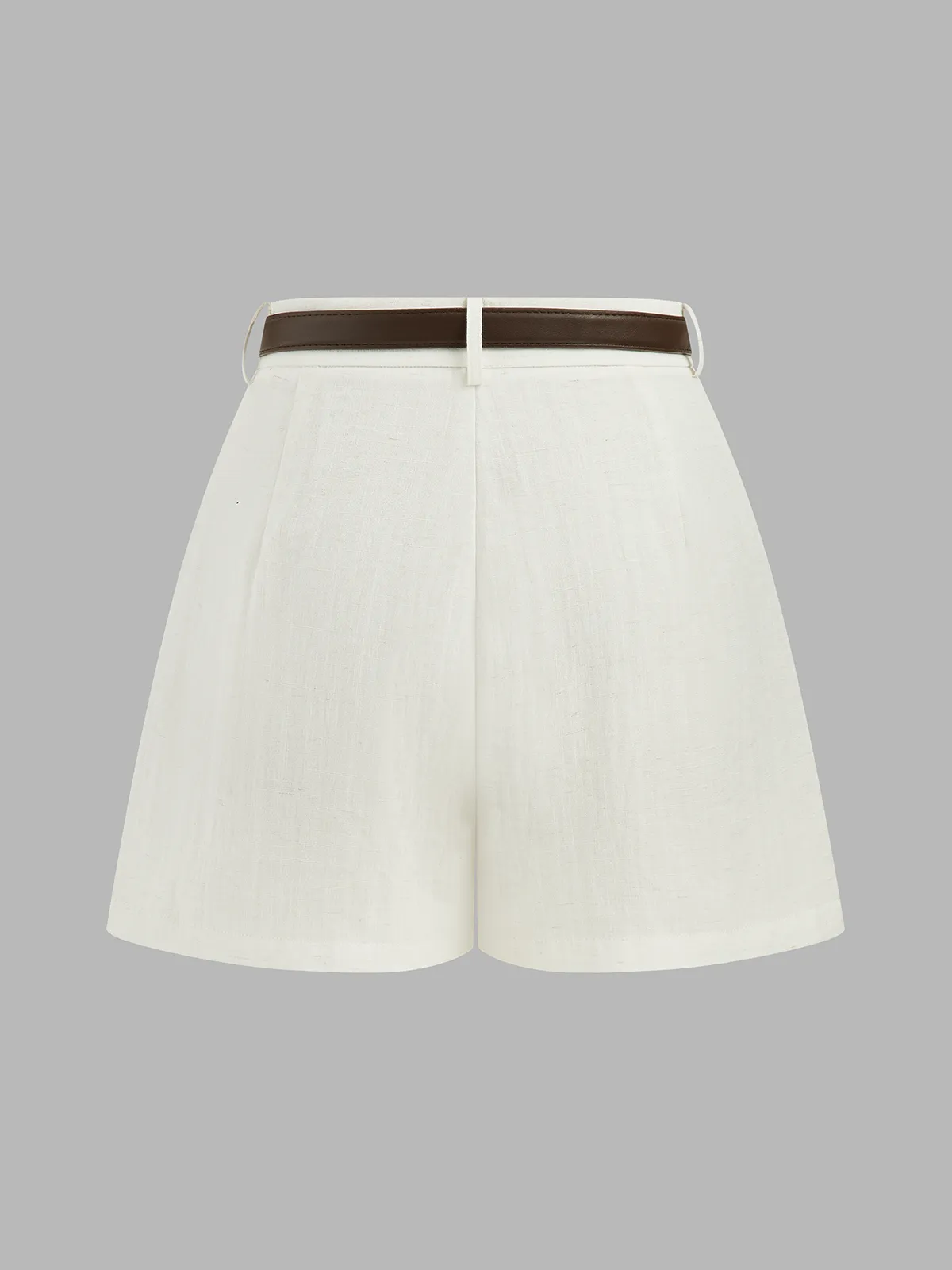 High Waist Belted Linen Blend Shorts sold by COMMENSE product image thumbnail 2