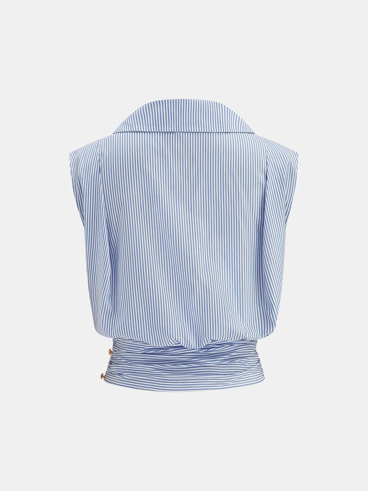 Striped Collared Sleeveless Cinched Blouse sold by COMMENSE product image thumbnail 2