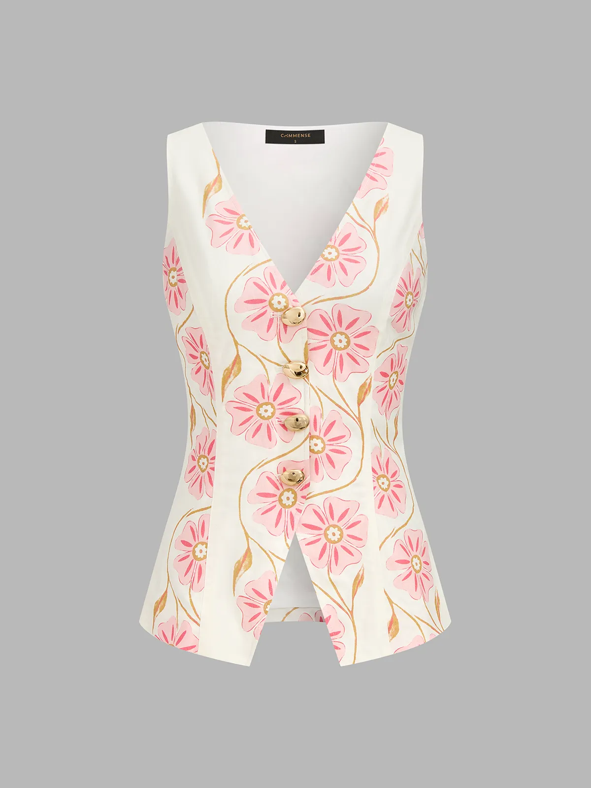 Floral Print Cotton Linen Vest & Shorts Set sold by COMMENSE product image thumbnail 3