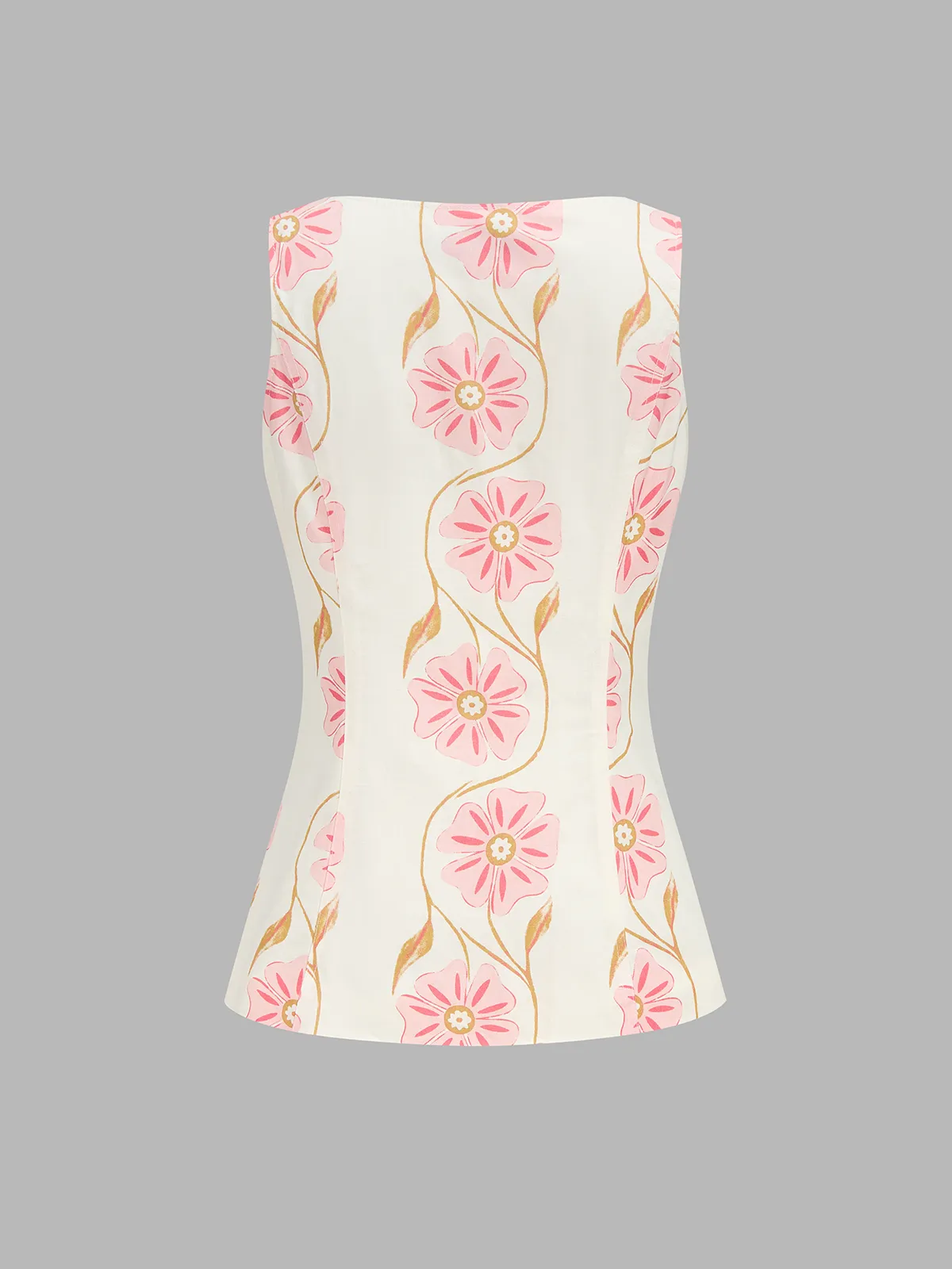 Floral Print Cotton Linen Vest & Shorts Set sold by COMMENSE product image thumbnail 4