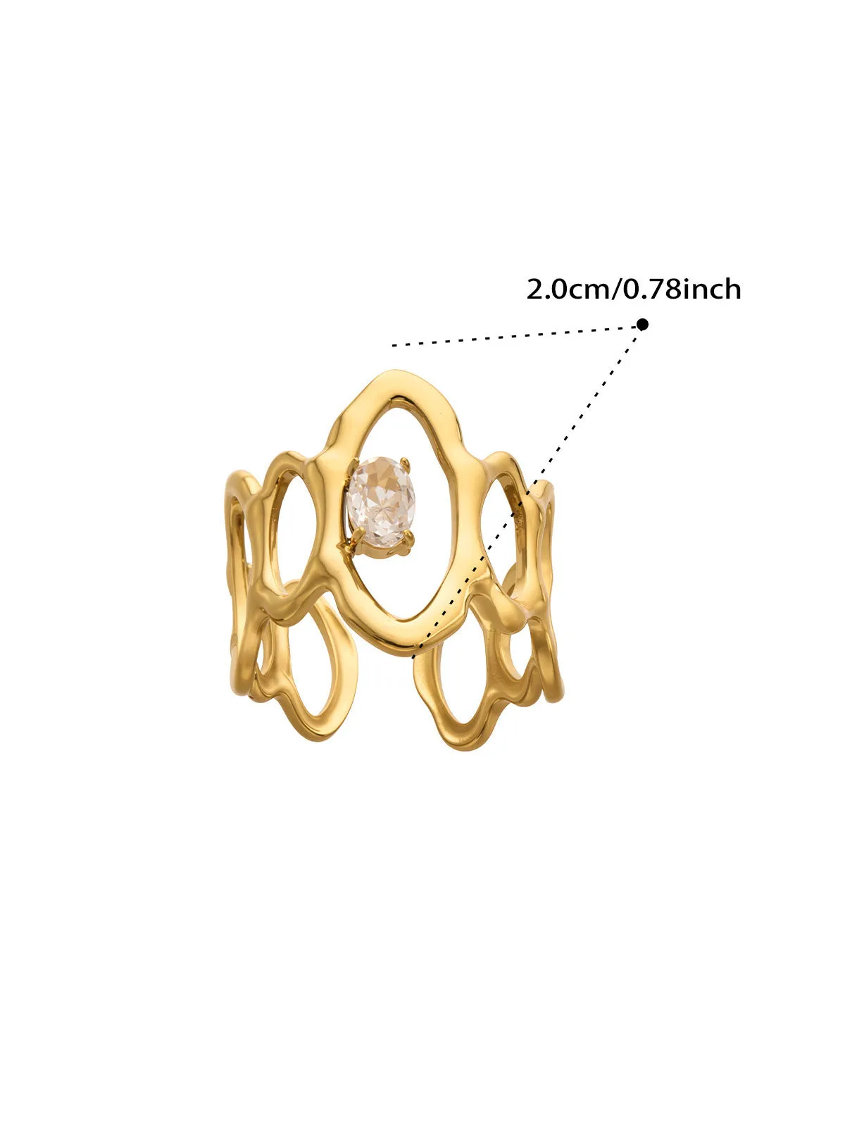 Irregular Hollow Zircon Statement Ring sold by COMMENSE product image thumbnail 3