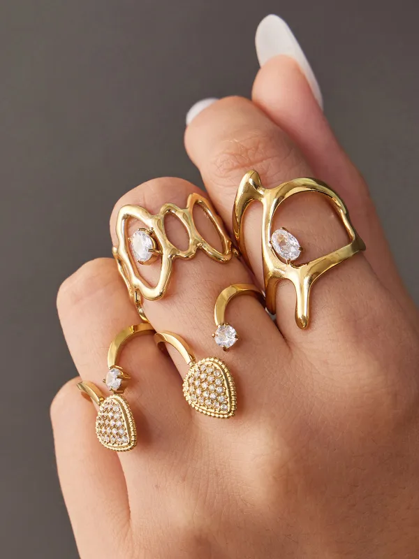 Irregular Hollow Zircon Statement Ring made by COMMENSE