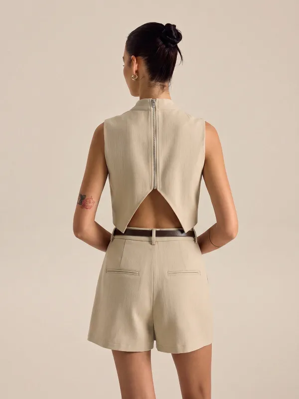 Backless Crop Vest & Belted Skort Set made by COMMENSE