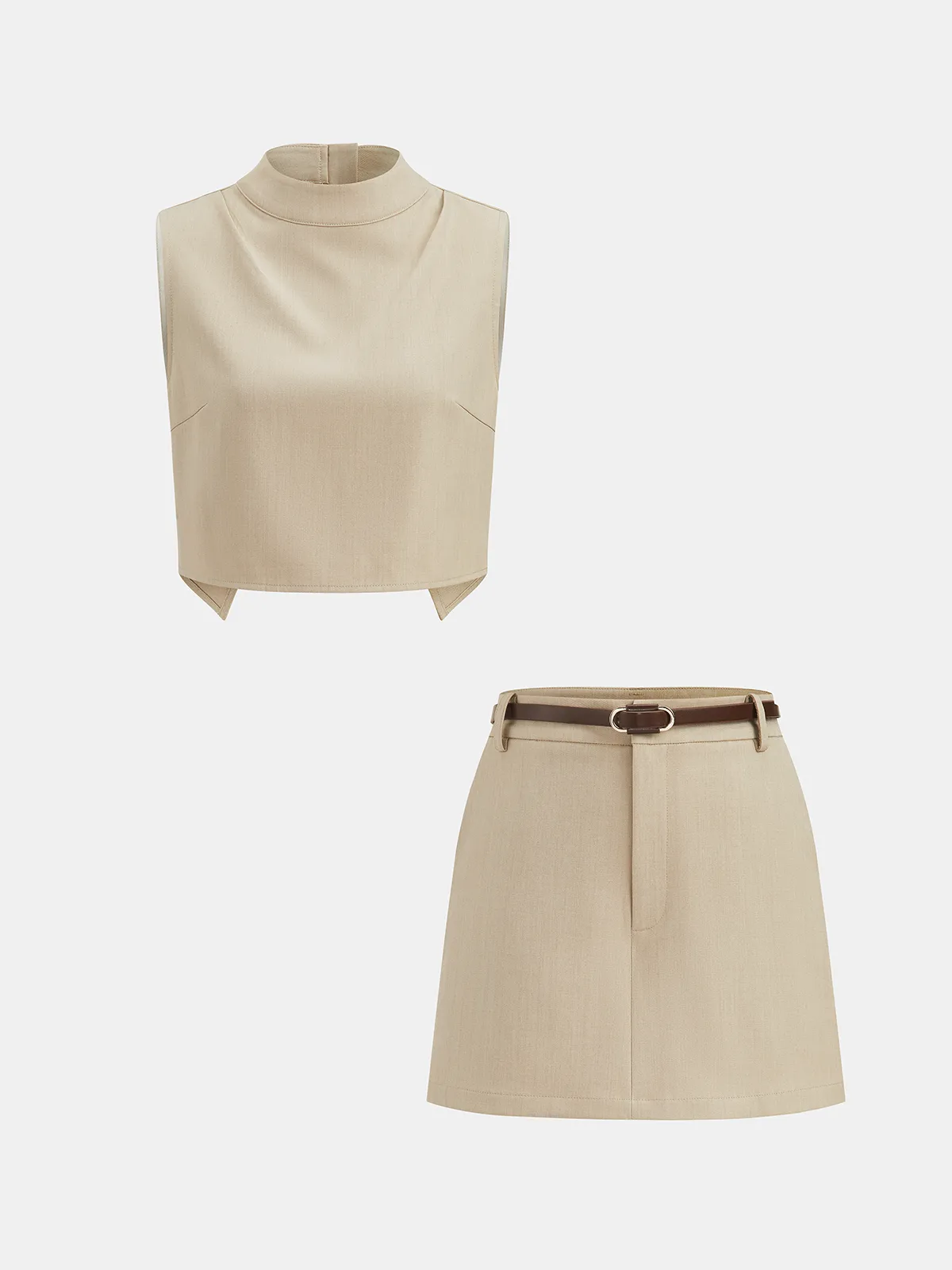 Backless Crop Vest & Belted Skort Set sold by COMMENSE product image thumbnail 2