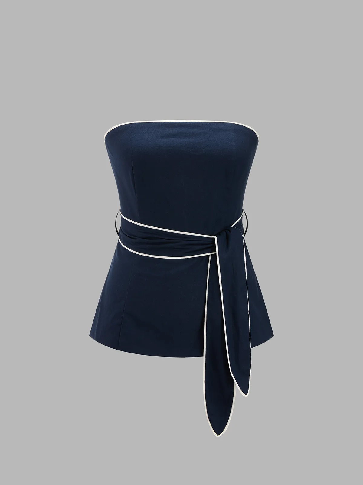 Cotton Linen Belted Strapless Top & Pants Set sold by COMMENSE product image thumbnail 3