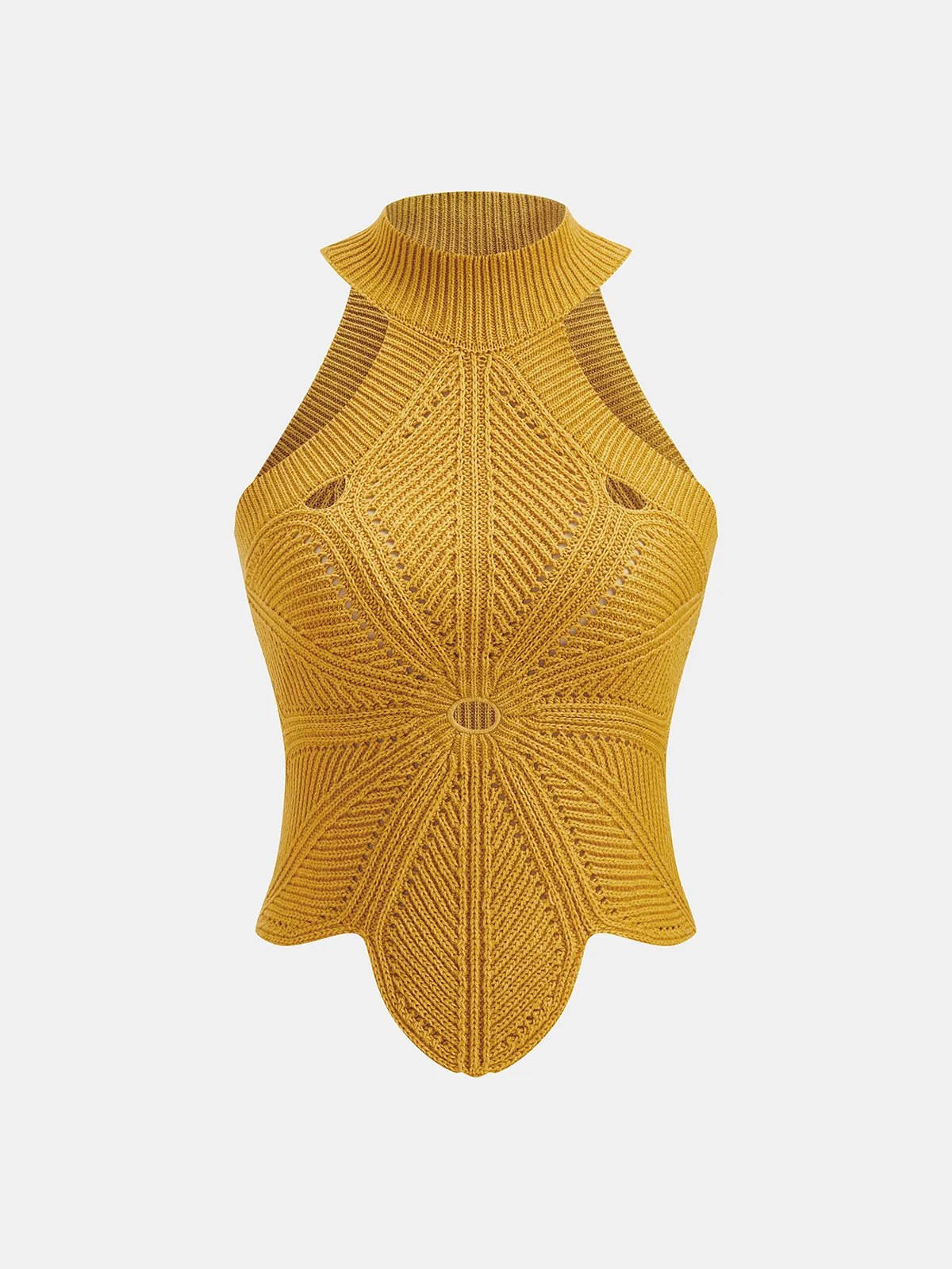 Sleeveless Hollow Out Knit Halter Top sold by COMMENSE