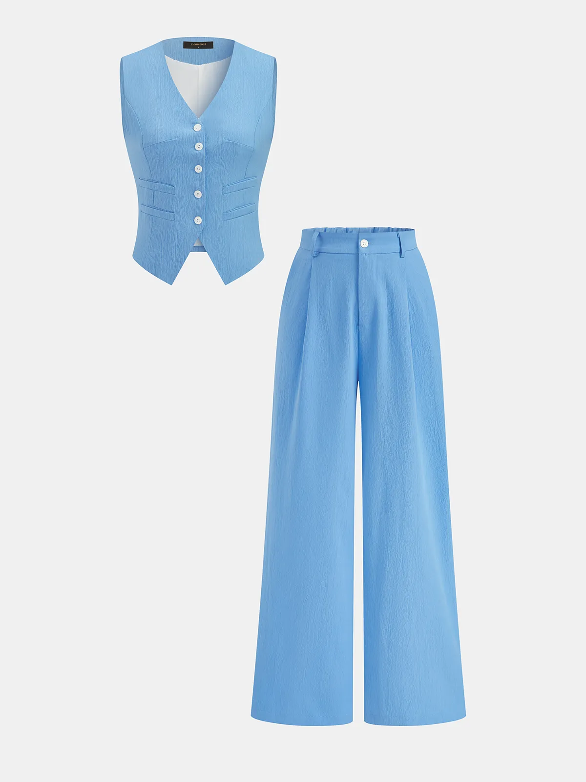 Cotton Linen V-Neck Vest & Pants Set sold by COMMENSE