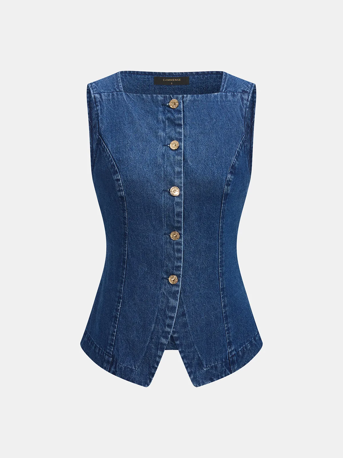 Metal Button Denim Vest & Shorts Set sold by COMMENSE product image thumbnail 2