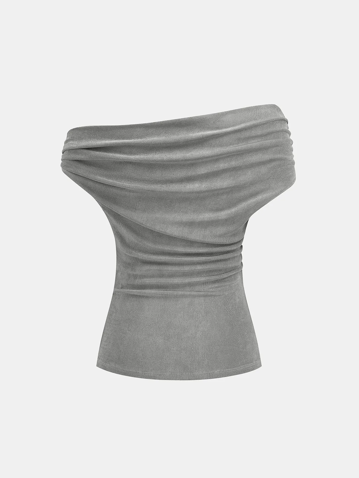 Asymmetrical Off Shoulder Ruched Top sold by COMMENSE product image thumbnail 2