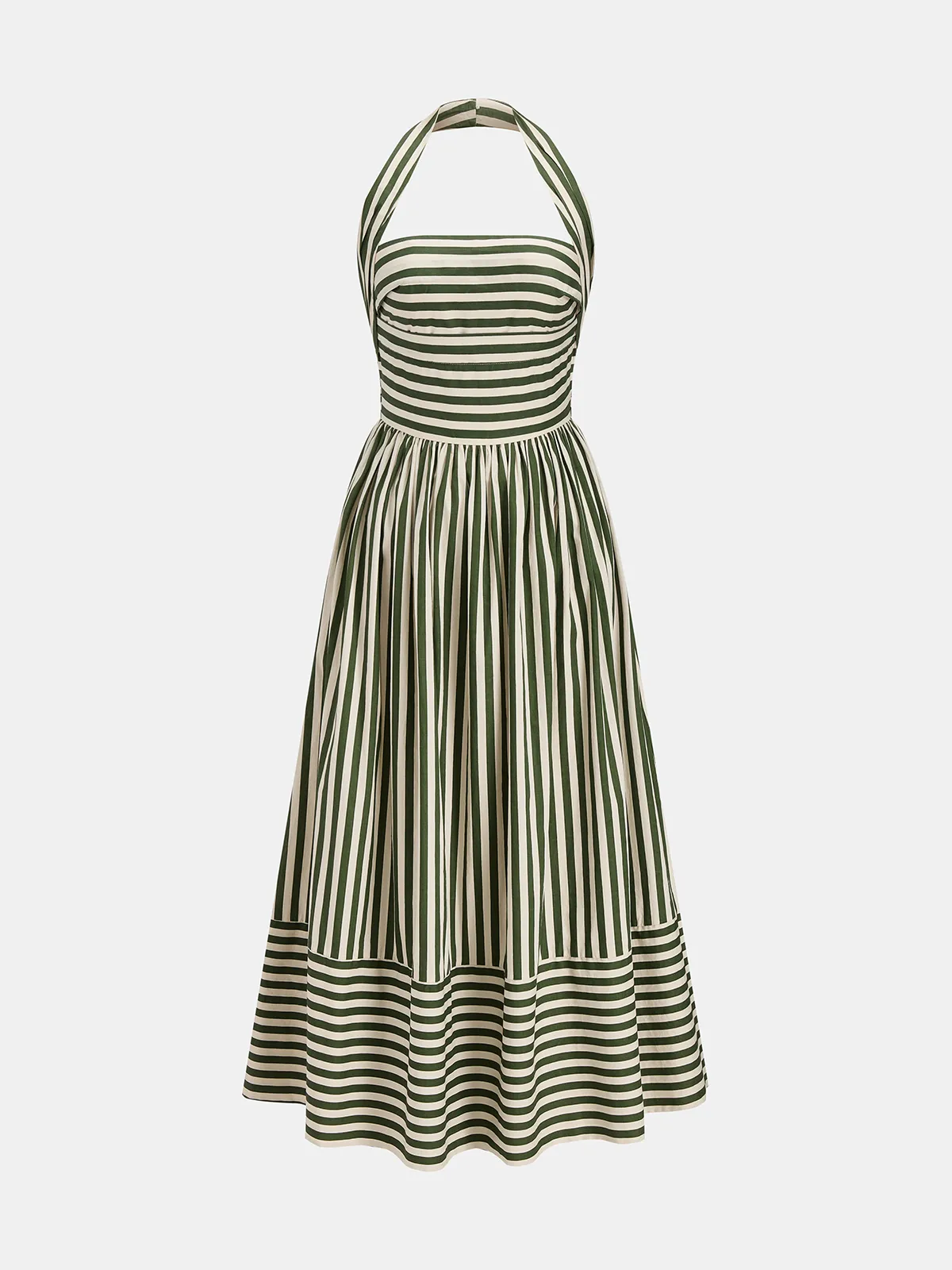 Striped Halter Neck Maxi Dress sold by COMMENSE