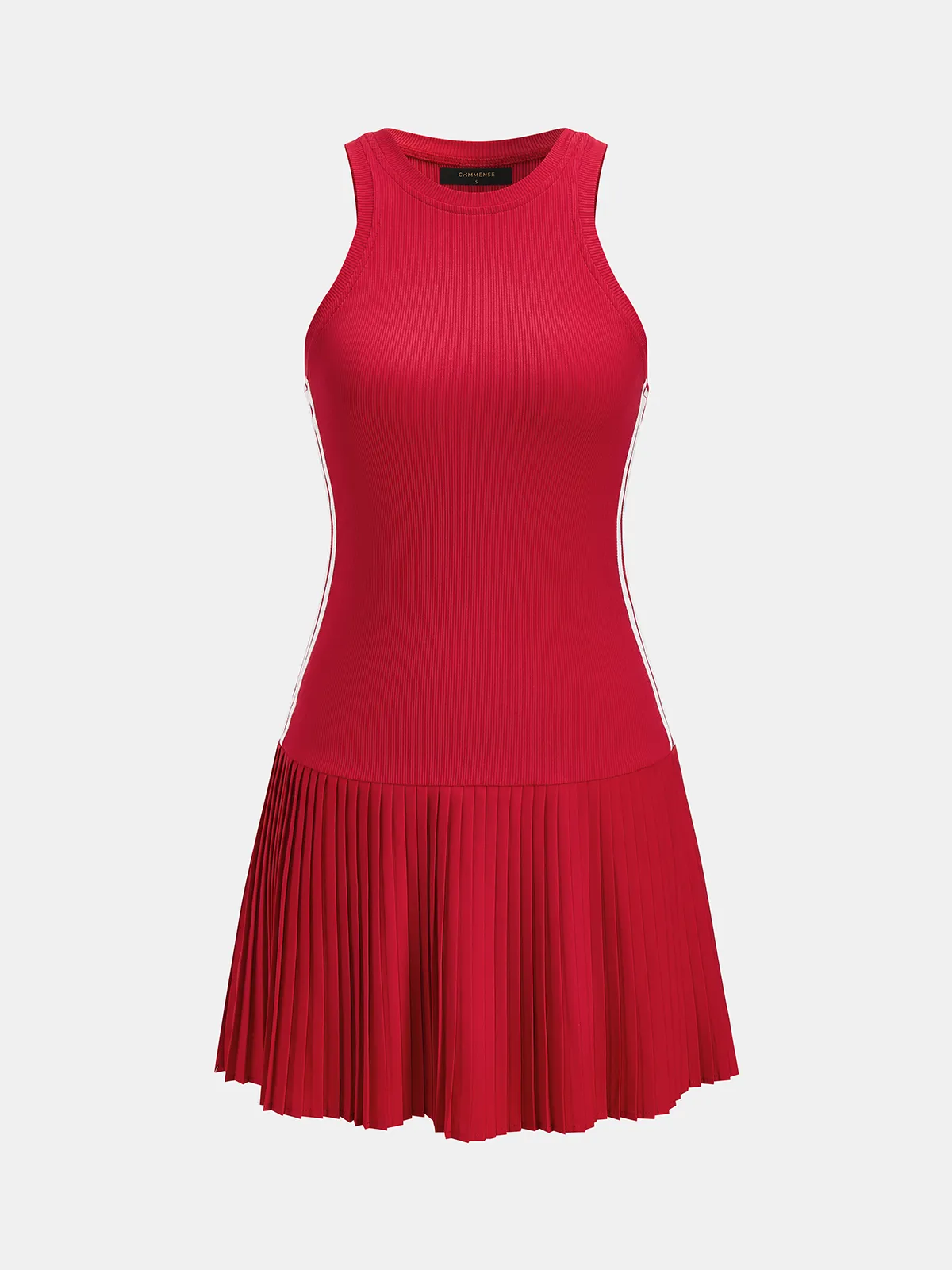 Striped Sleeveless Pleated Knit Dress sold by COMMENSE