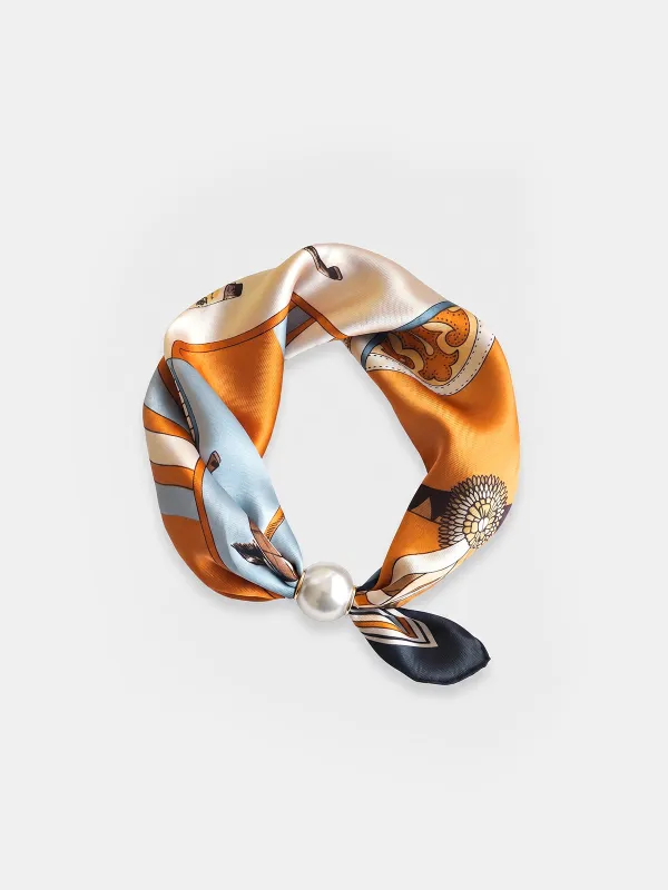 Pearl Buckle Printed Scarf made by COMMENSE