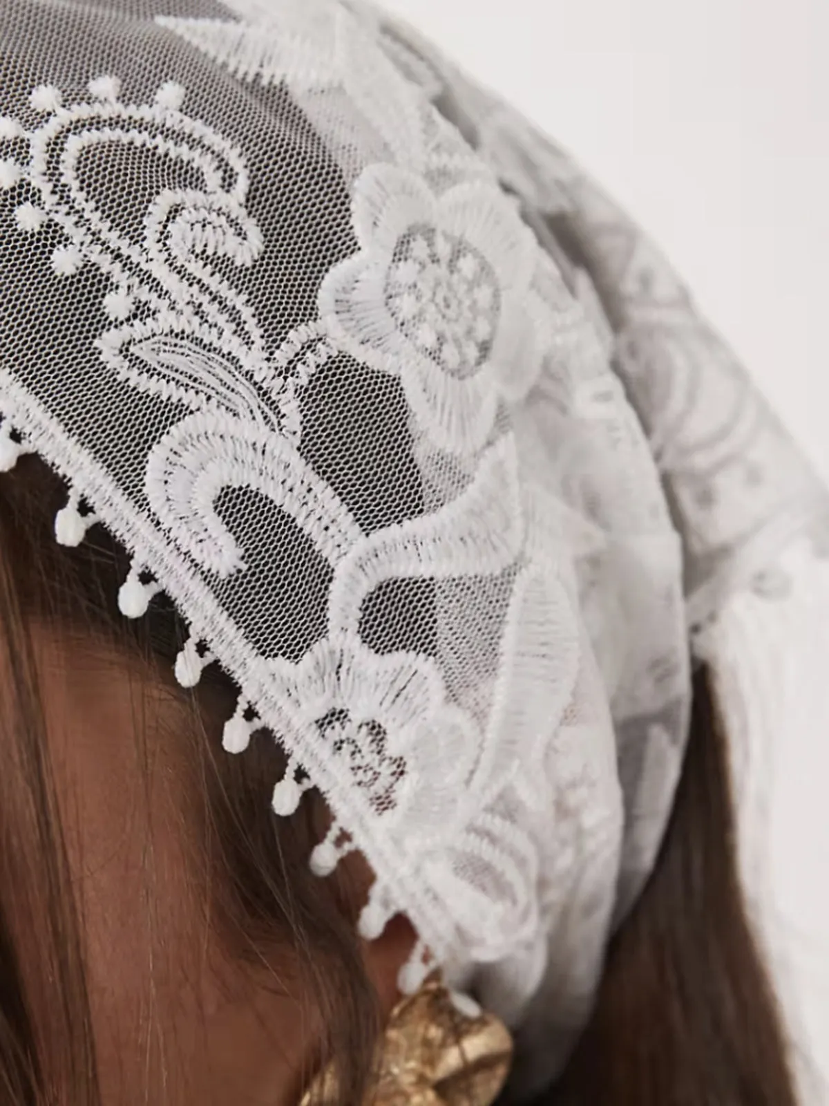 Floral Lace Triangle Head Scarf sold by COMMENSE product image thumbnail 3