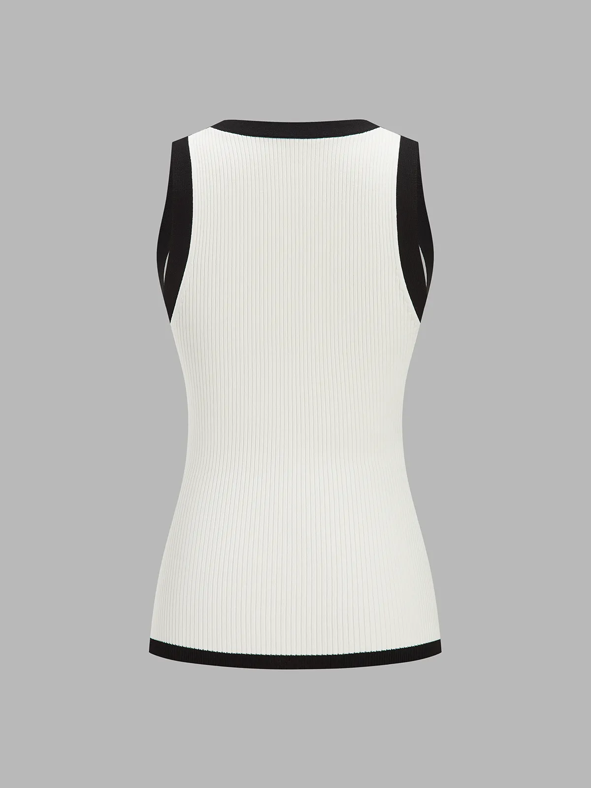 Contrast Trim Ribbed Knit Vest sold by COMMENSE product image thumbnail 3