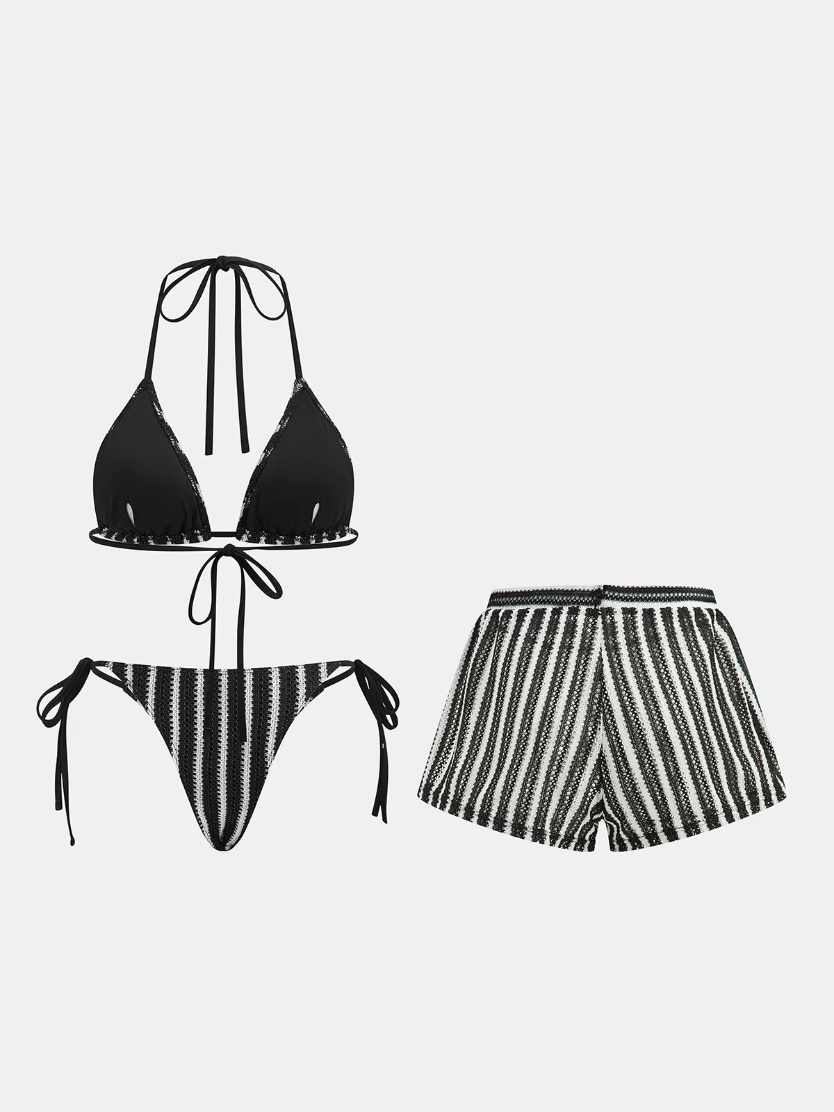 Striped Three Piece Bikini Set sold by COMMENSE product image thumbnail 5