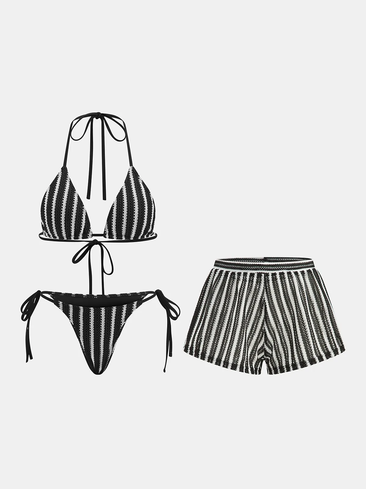 Striped Three Piece Bikini Set sold by COMMENSE product image thumbnail 2
