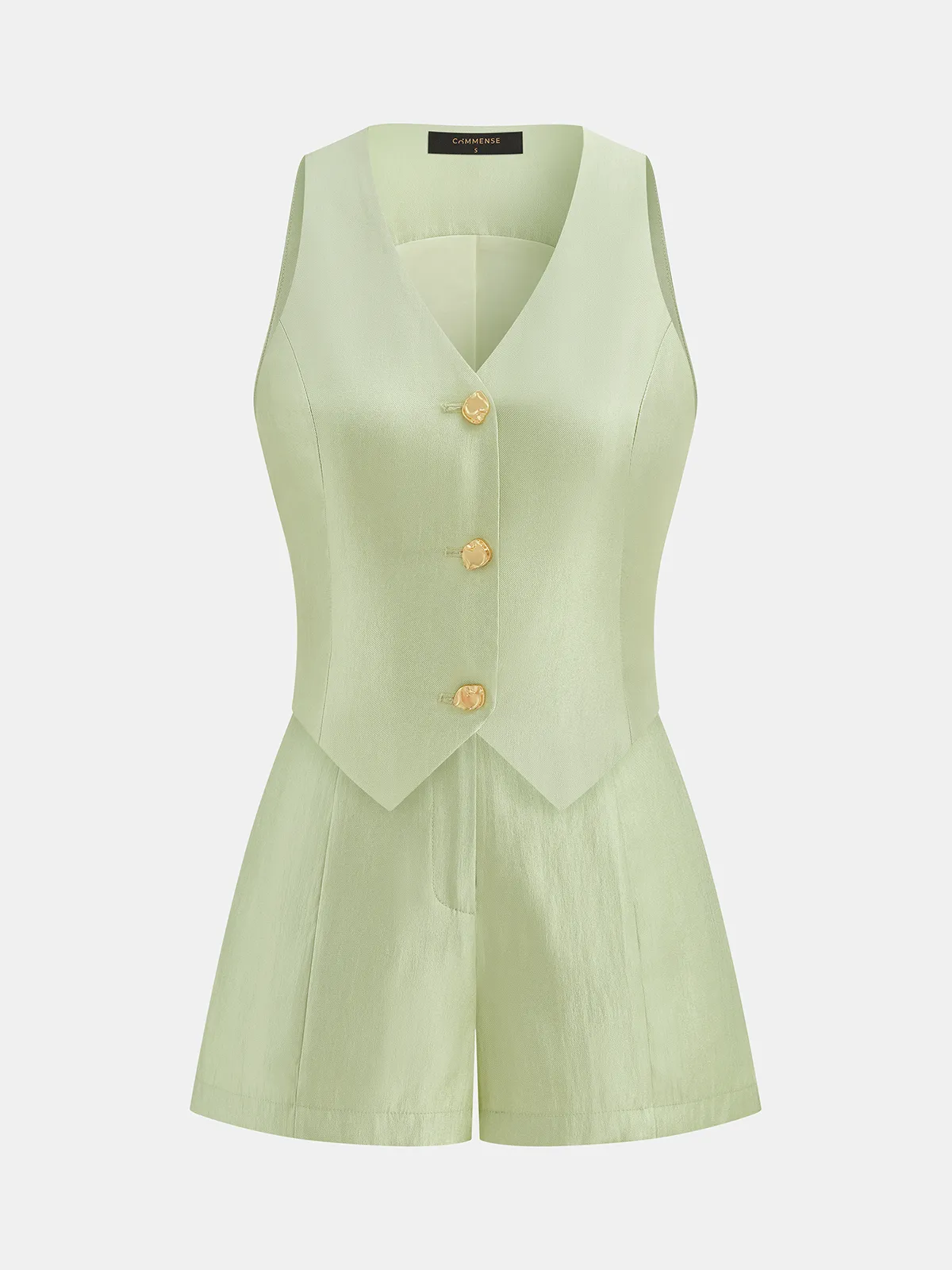 Sleeveless V Neck Vest & Tailored Shorts Set sold by COMMENSE product image thumbnail 2