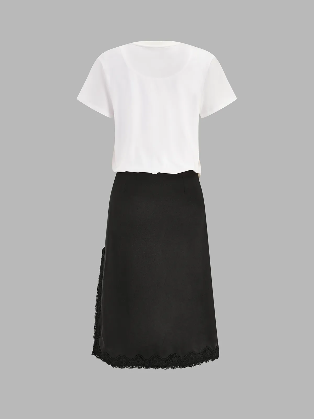 Short Sleeve Lace Trim Midi Dress sold by COMMENSE product image thumbnail 2
