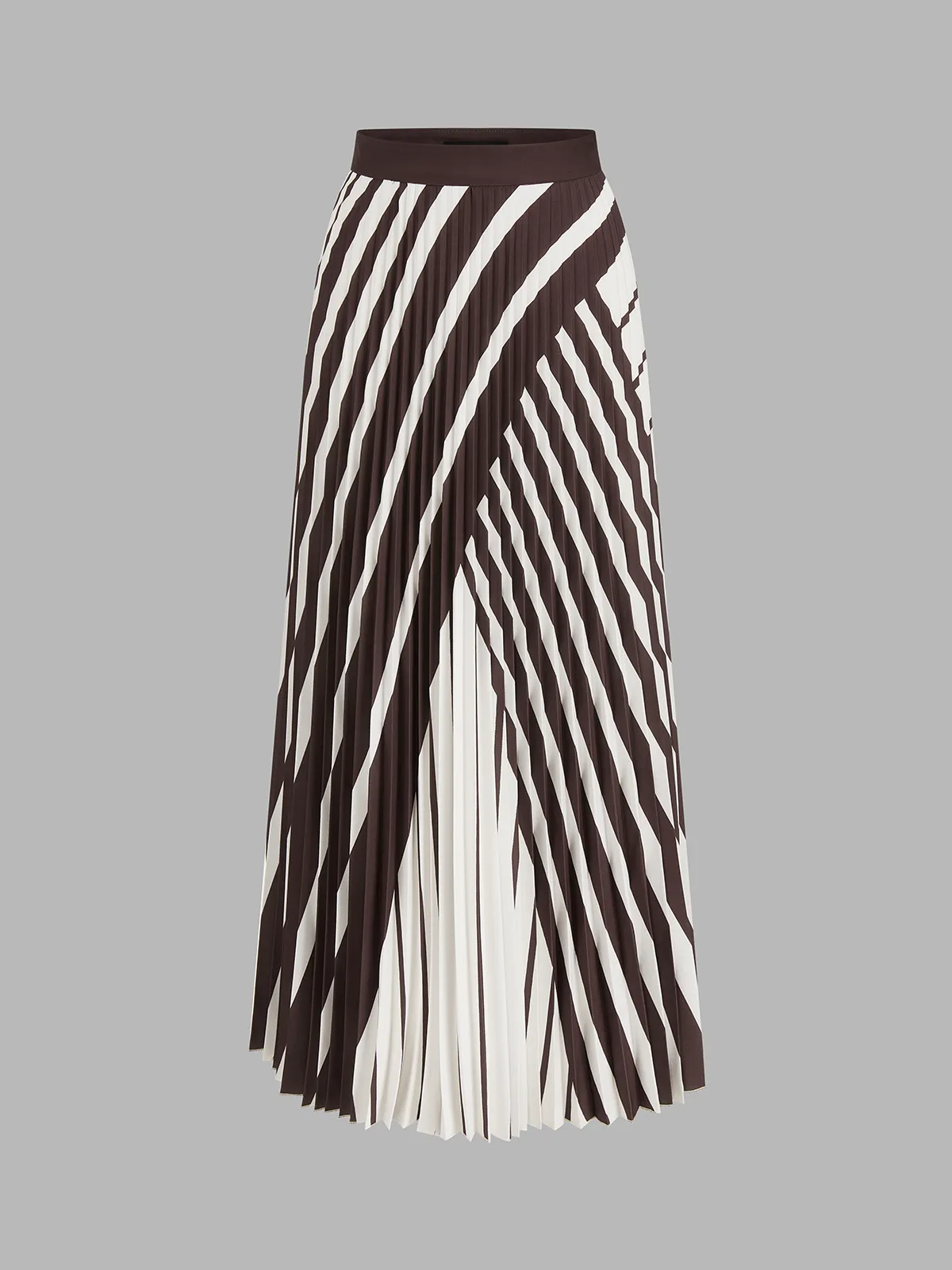 Diagonal Striped Pleated Midi Skirt sold by COMMENSE