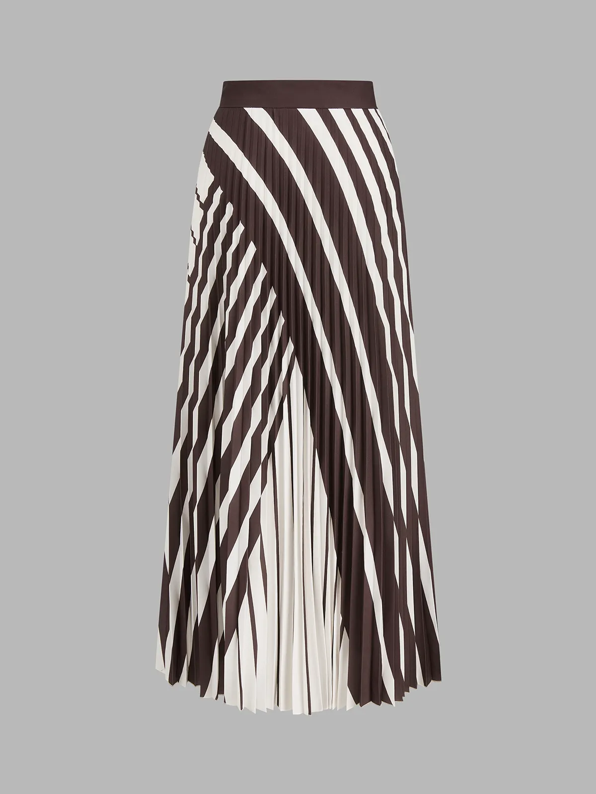 Diagonal Striped Pleated Midi Skirt sold by COMMENSE product image thumbnail 2