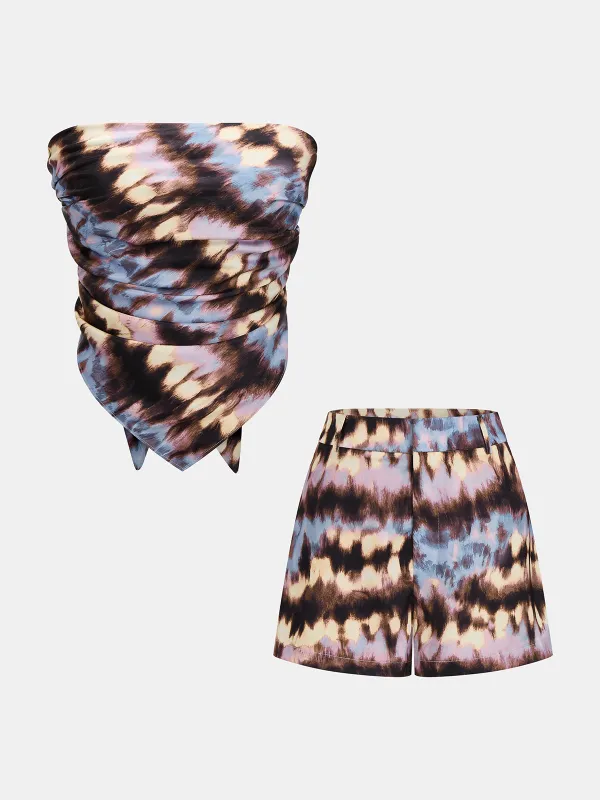 Tie Dye Strapless Top & Shorts Set made by COMMENSE