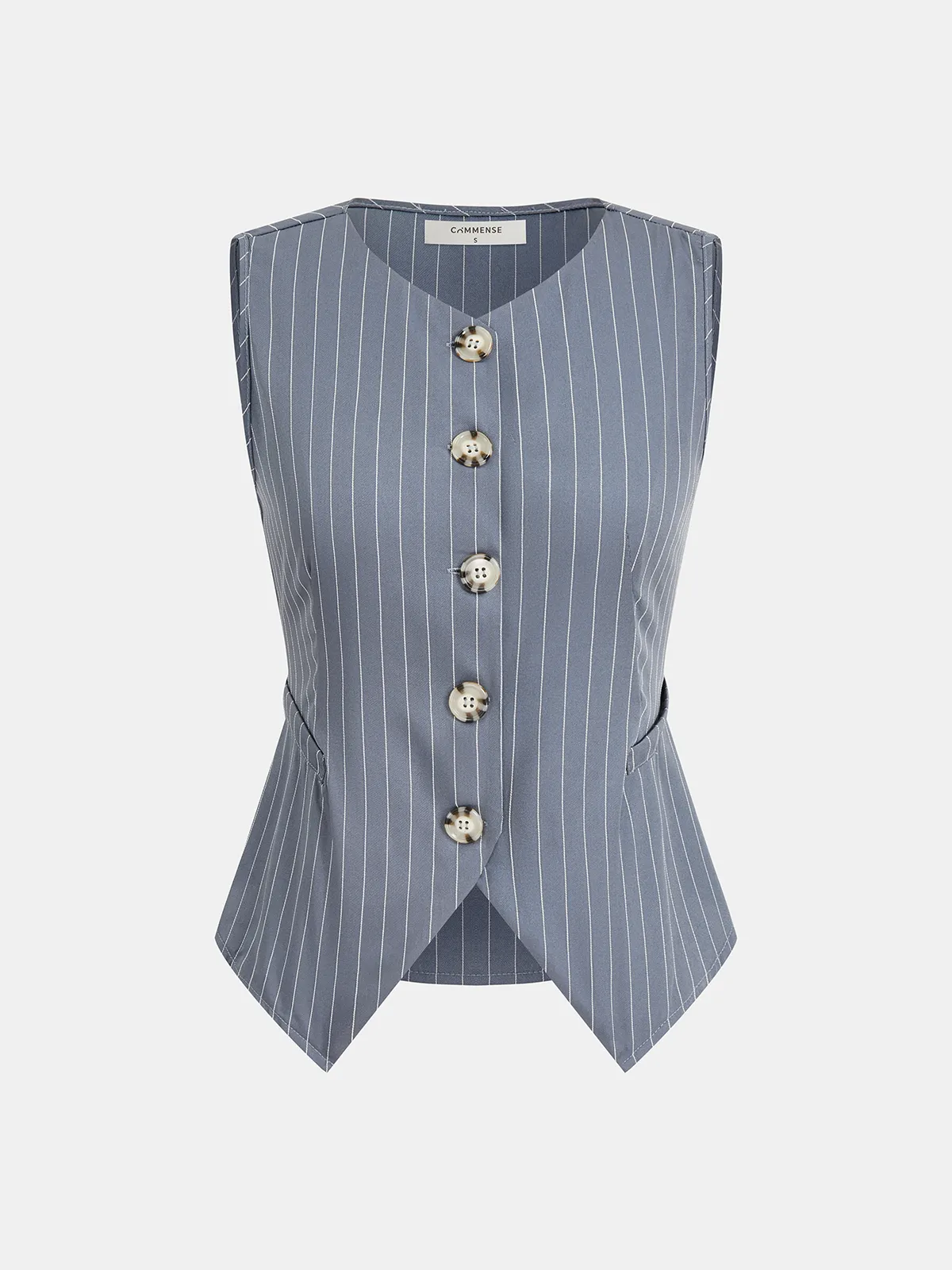 Striped Buttoned Vest & Pleated Shorts Set sold by COMMENSE product image thumbnail 2