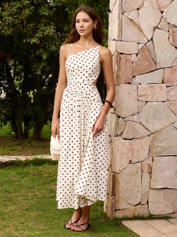 Polka Dot Cutout Cami Maxi Dress made by COMMENSE