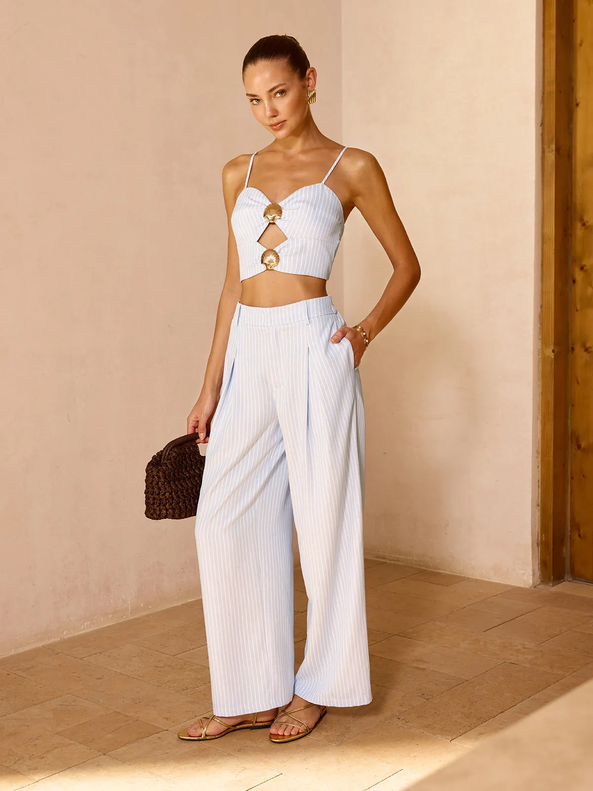 Striped Cut Out Cami Top & Pants Set sold by COMMENSE product image thumbnail 4