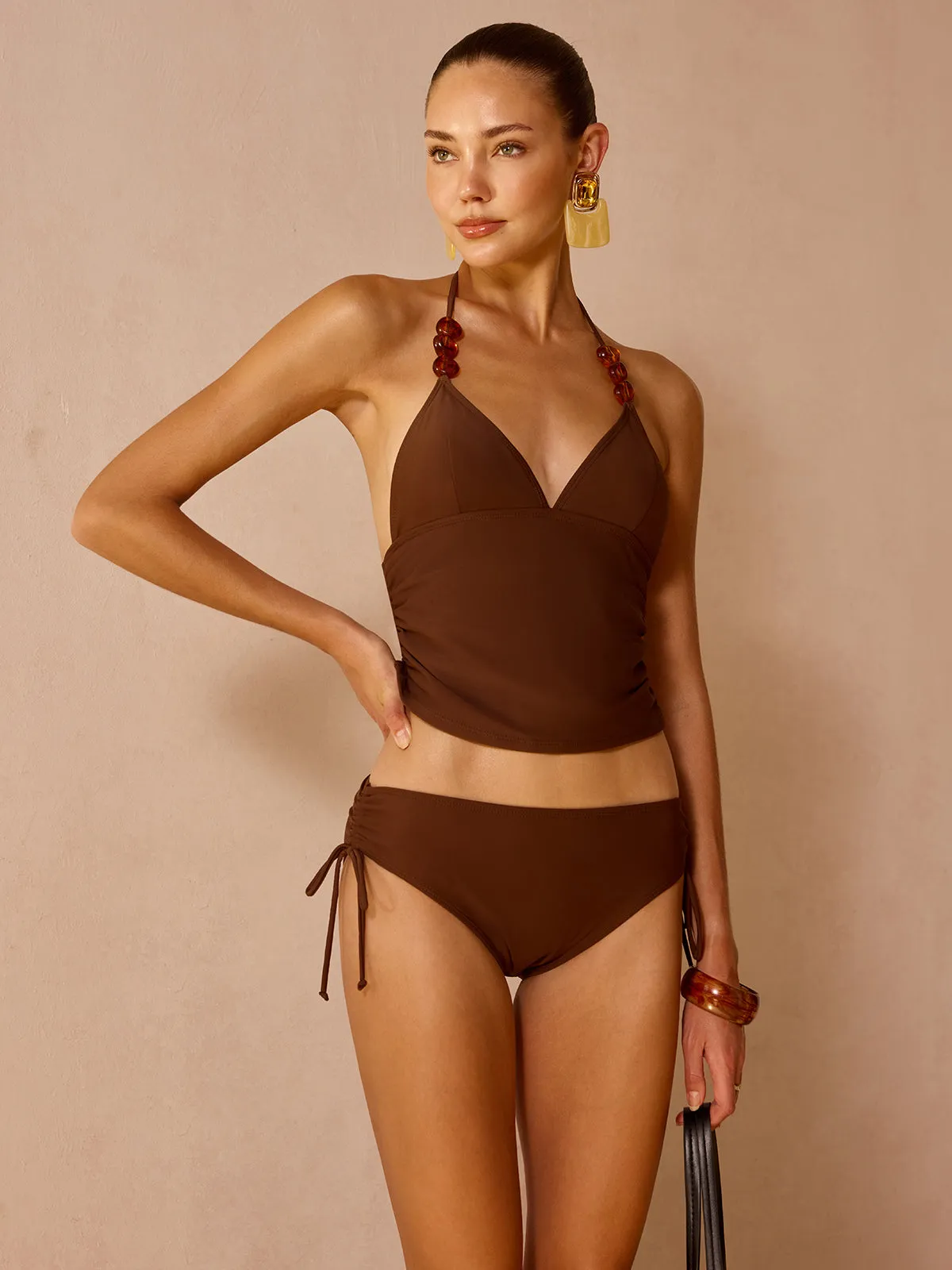 Beaded Halter Tankini Two Piece Swimsuit Set sold by COMMENSE product image thumbnail 5