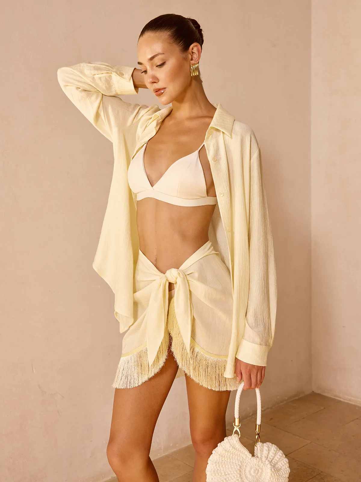 Oversized Breathable Textured Long Sleeve Shirt sold by COMMENSE product image thumbnail 3