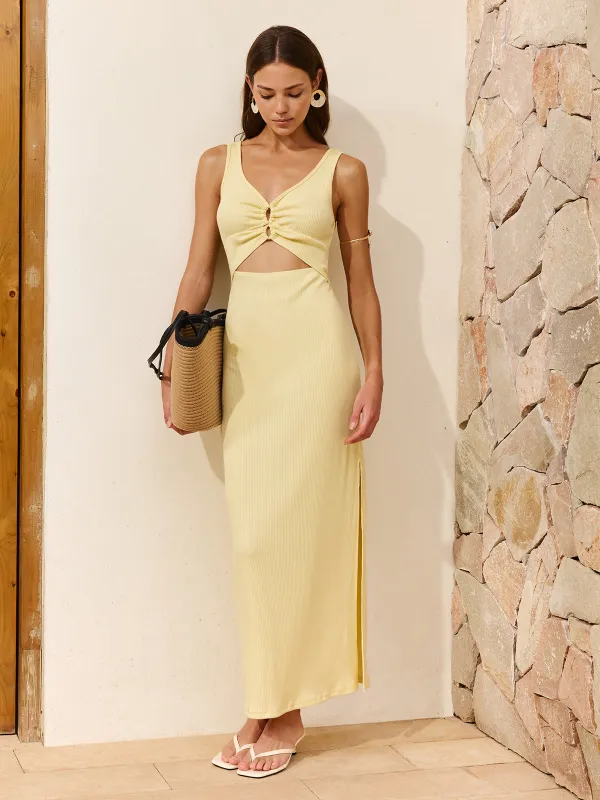 Sleeveless Cutout Side Slit Maxi Dress made by COMMENSE