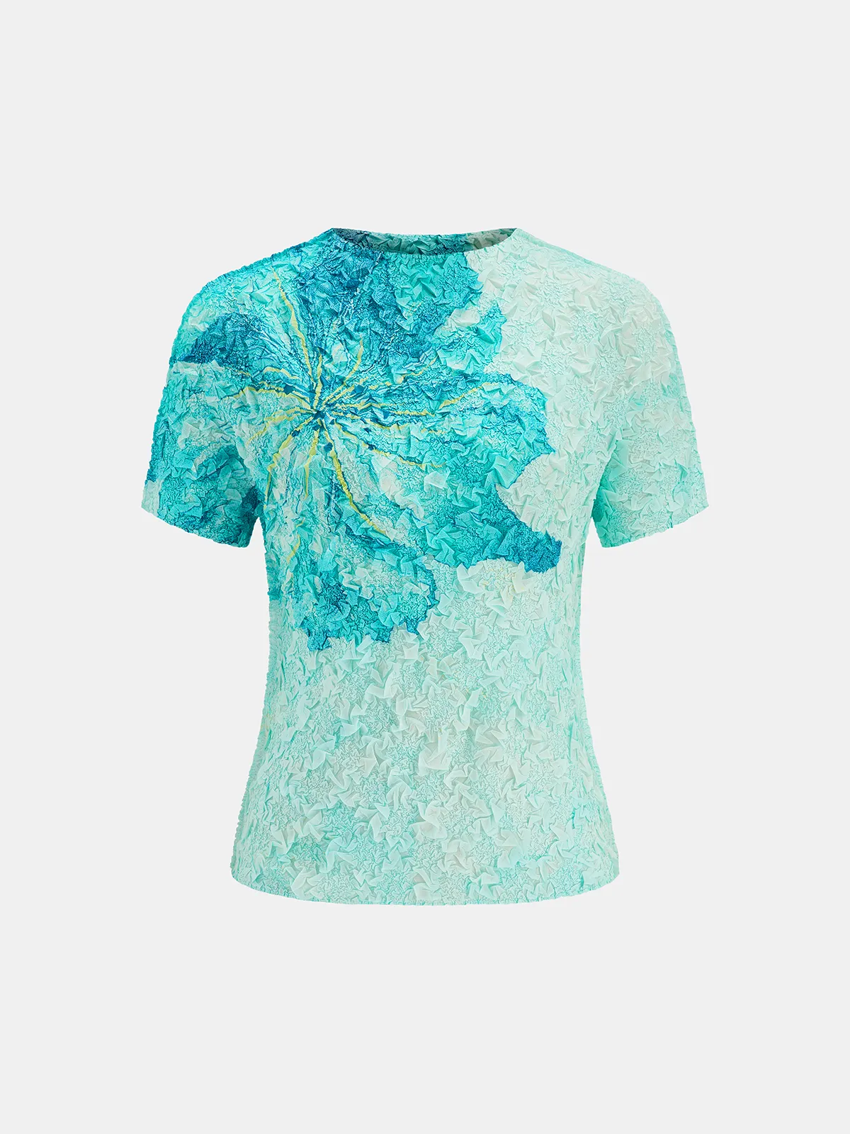Textured Floral Print Short Sleeve Top sold by COMMENSE product image thumbnail 2