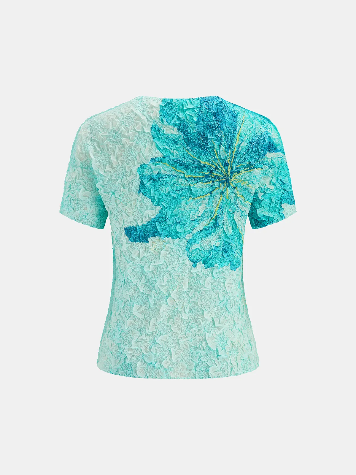 Textured Floral Print Short Sleeve Top sold by COMMENSE product image thumbnail 3