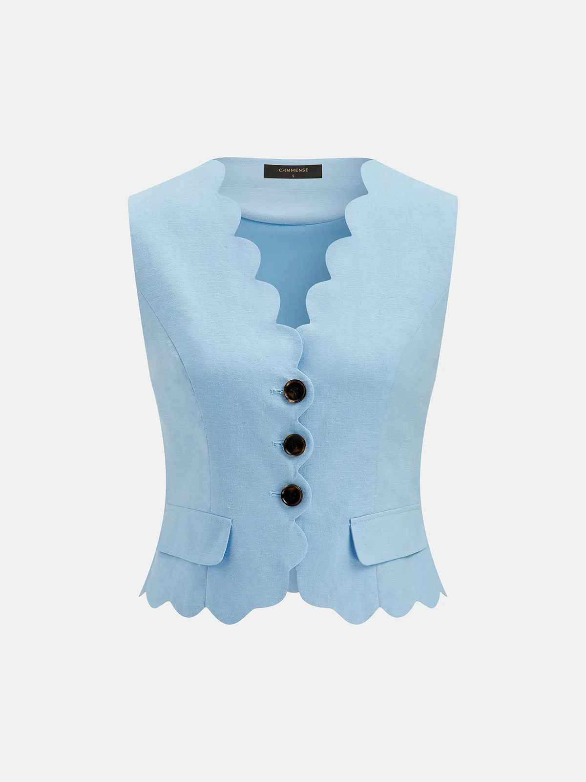 Scallop Trim Buttoned Vest & Shorts Set sold by COMMENSE product image thumbnail 3