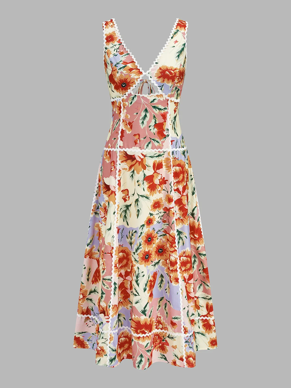 Sleeveless Floral Print Backless Maxi Dress sold by COMMENSE product image thumbnail 2