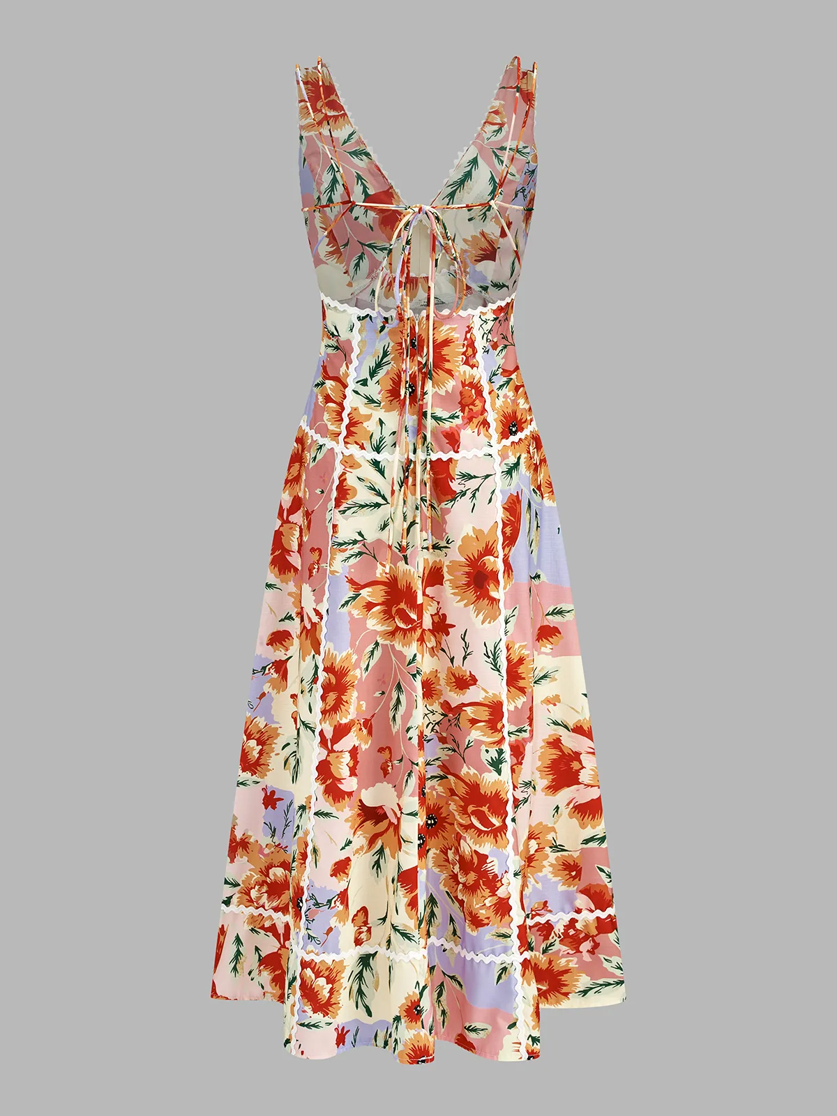 Sleeveless Floral Print Backless Maxi Dress sold by COMMENSE product image thumbnail 3