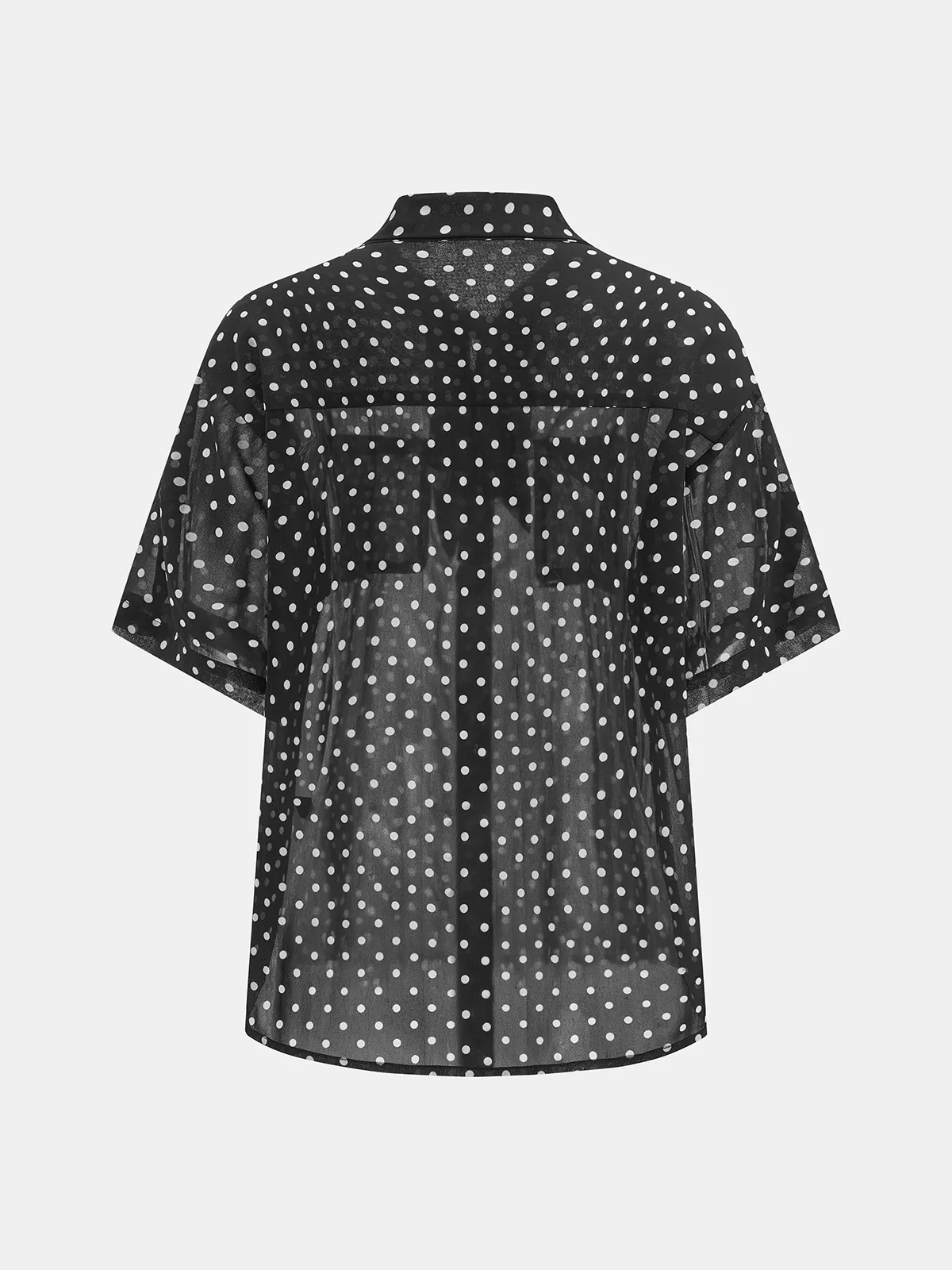 Polka Dot Sheer Shirt & Mini Skirt Set sold by COMMENSE product image thumbnail 4