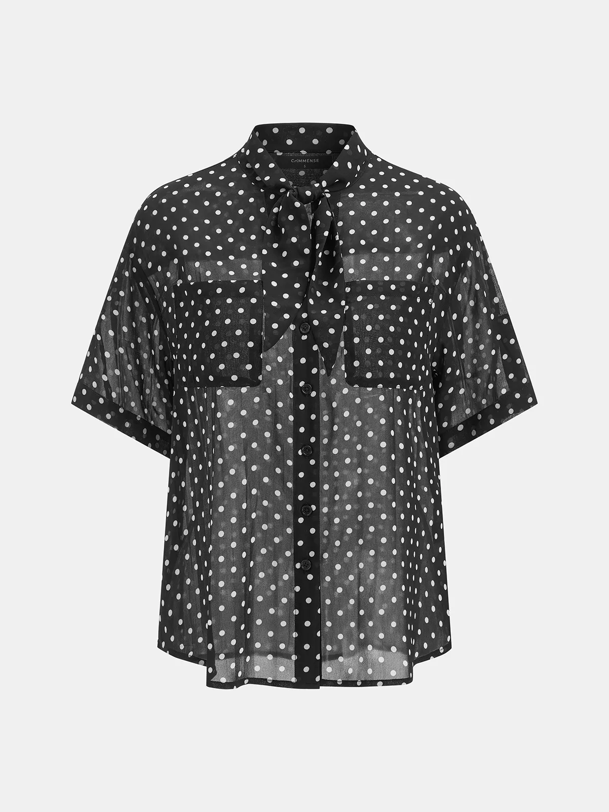 Polka Dot Sheer Shirt & Mini Skirt Set sold by COMMENSE product image thumbnail 3
