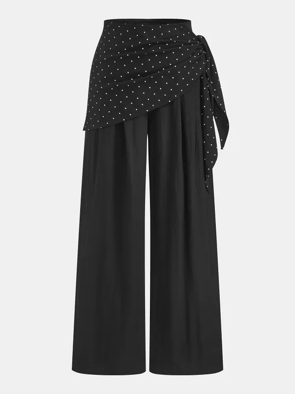 Polka Dot Overlay Wide Leg Pants made by COMMENSE